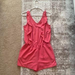 Saks Fifth Avenue pink romper with scallop detail. Brand new with tags.